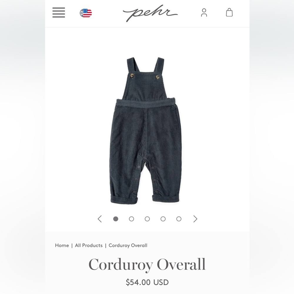 Pehr overalls 6-12mo